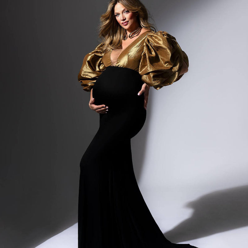 6141#Plus size v-neck spandex pregnant women waist fishtail skirt, V-neck maternity dress