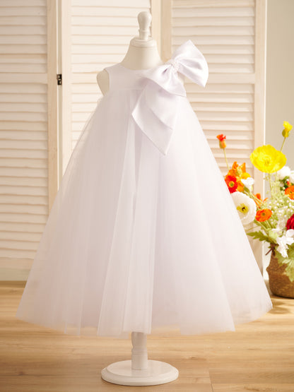 A-line Big Bow Tulle Tea-length Toddler Flower Girl Dress