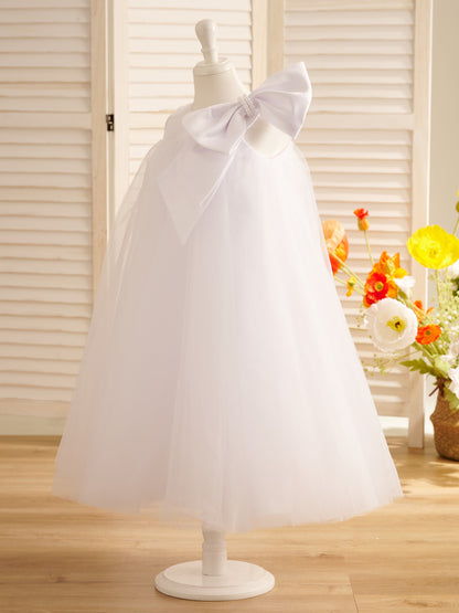 A-line Big Bow Tulle Tea-length Toddler Flower Girl Dress