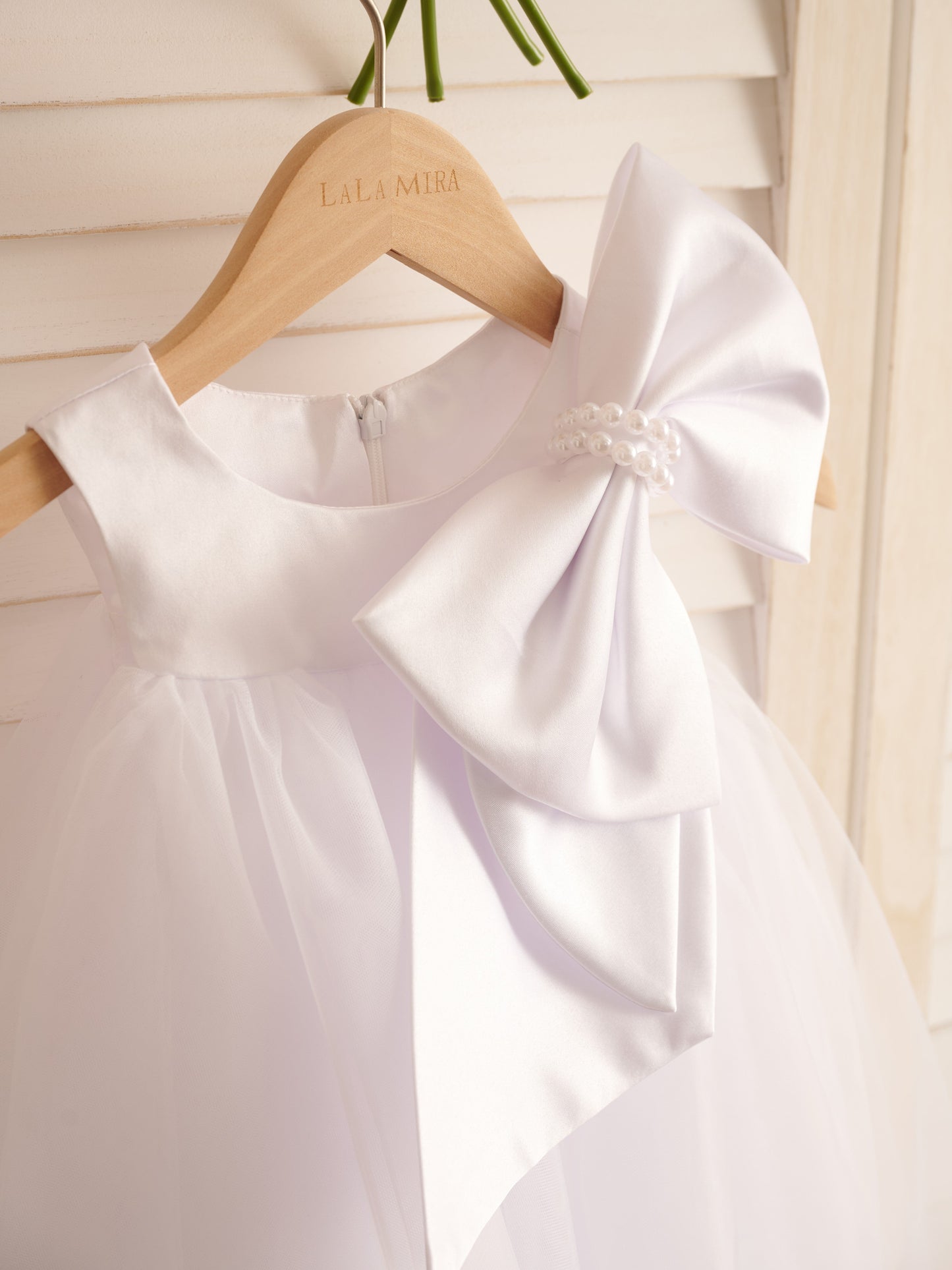 A-line Big Bow Tulle Tea-length Toddler Flower Girl Dress