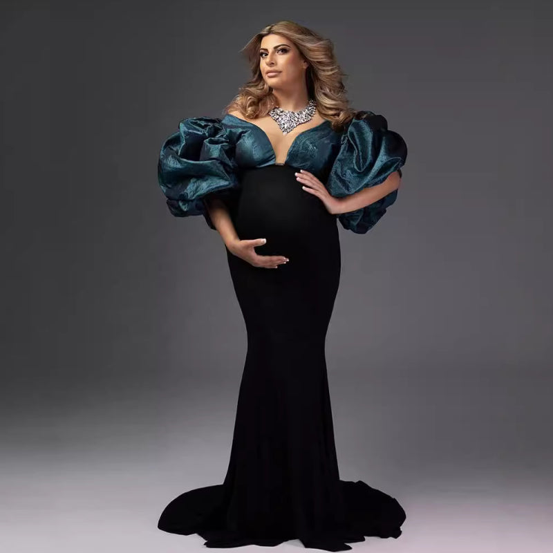 6141#Plus size v-neck spandex pregnant women waist fishtail skirt, V-neck maternity dress