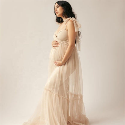 6142#Satin maternity dress with bow maternity evening dress photo photo daily dress