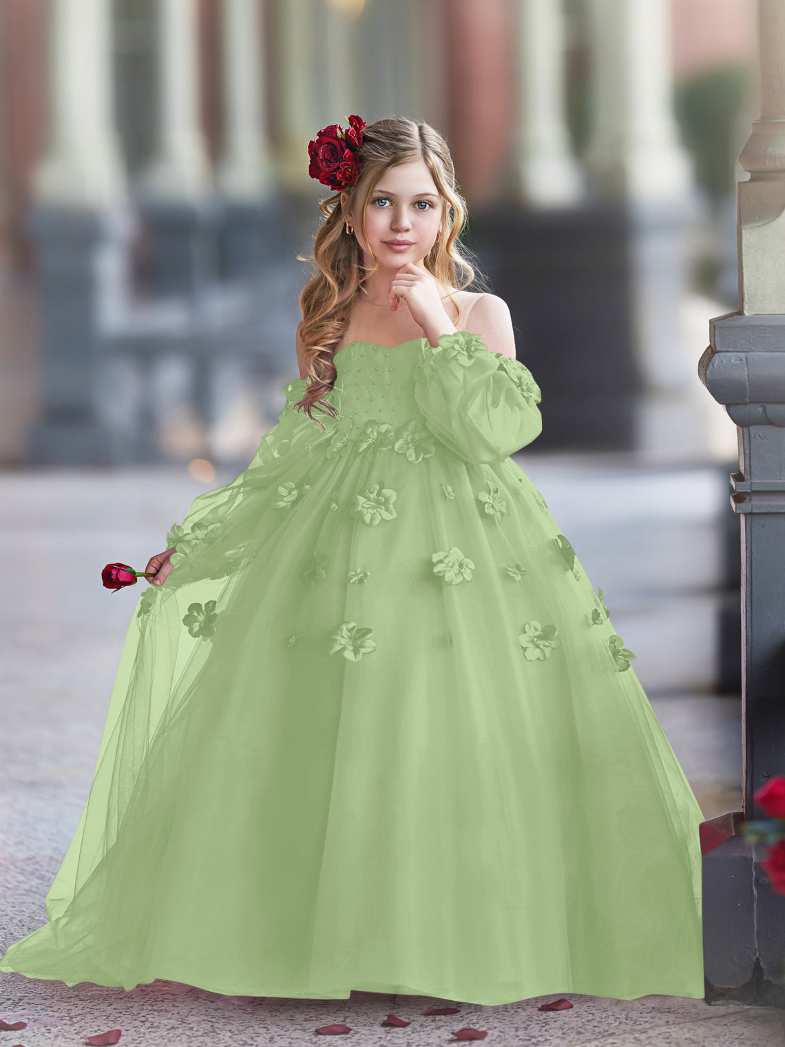 3D Flower Princess Ball Gown Flower Girl Dresses