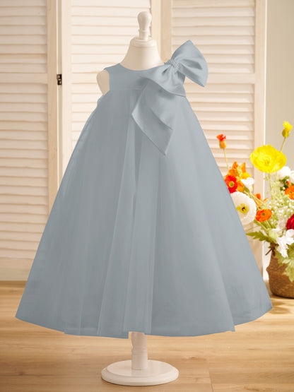 A-line Big Bow Tulle Tea-length Toddler Flower Girl Dress