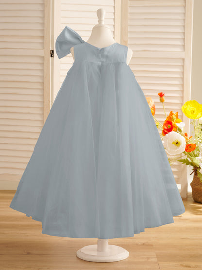 A-line Big Bow Tulle Tea-length Toddler Flower Girl Dress