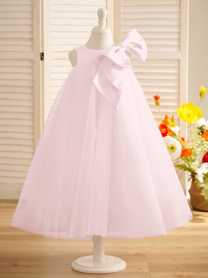 A-line Big Bow Tulle Tea-length Toddler Flower Girl Dress