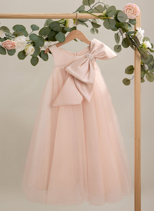 A-line Big Bow Tulle Tea-length Toddler Flower Girl Dress