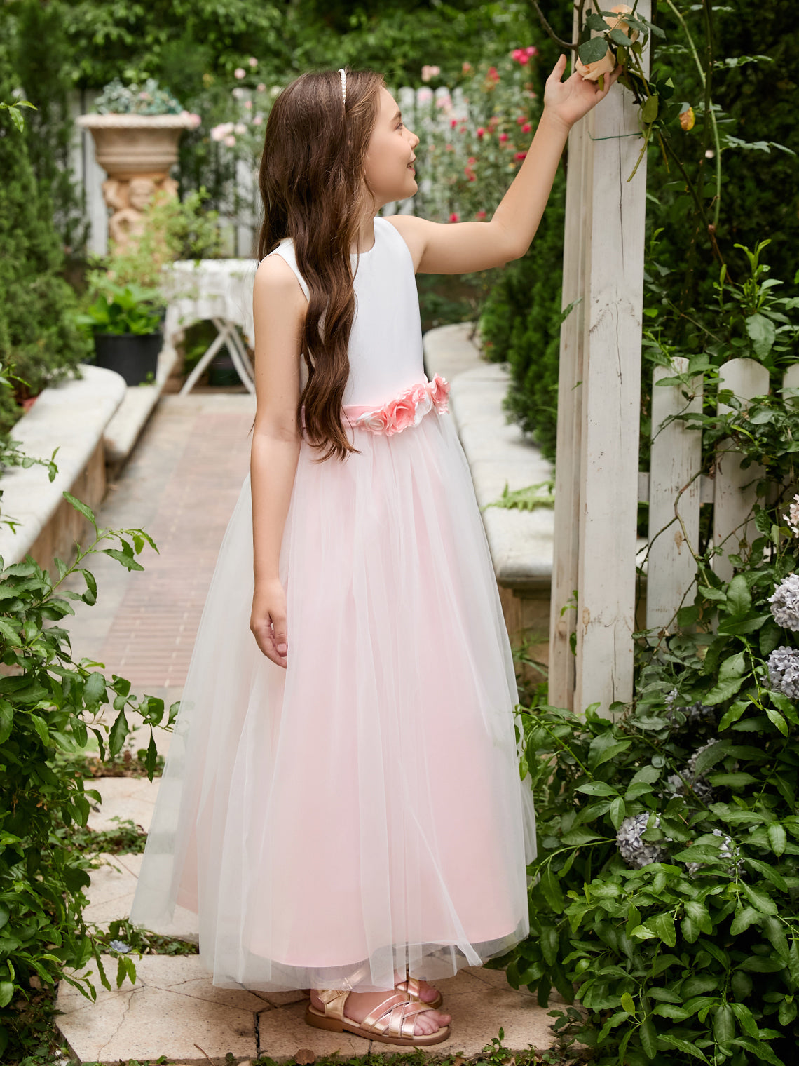 A-line 3D Flower Satin Tulle Ankle-length  Flower Girl Dress