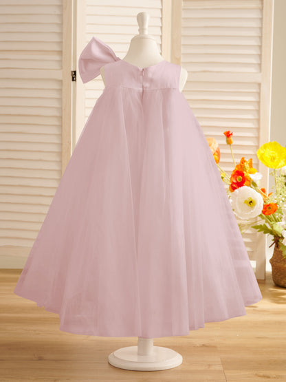 A-line Big Bow Tulle Tea-length Toddler Flower Girl Dress