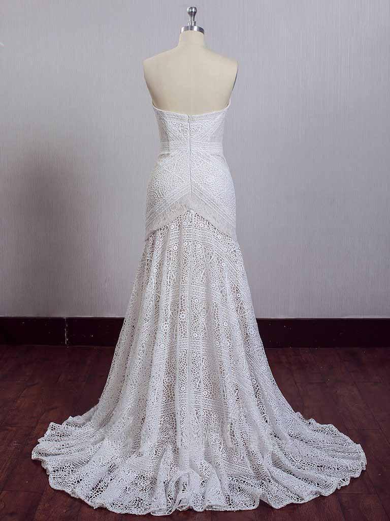 Ivory Lace Beach Wedding Dresses Sweetheart Neck Wedding Dresses  WD335