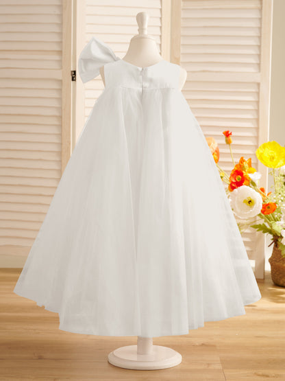 A-line Big Bow Tulle Tea-length Toddler Flower Girl Dress