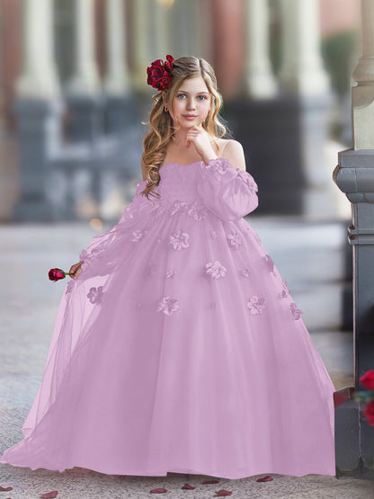 3D Flower Princess Ball Gown Flower Girl Dresses