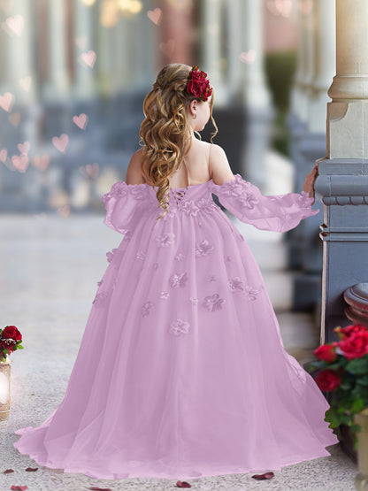 3D Flower Princess Ball Gown Flower Girl Dresses