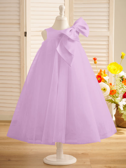 A-line Big Bow Tulle Tea-length Toddler Flower Girl Dress