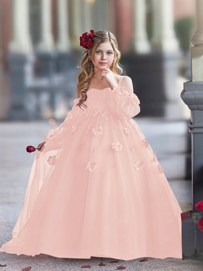 3D Flower Princess Ball Gown Flower Girl Dresses