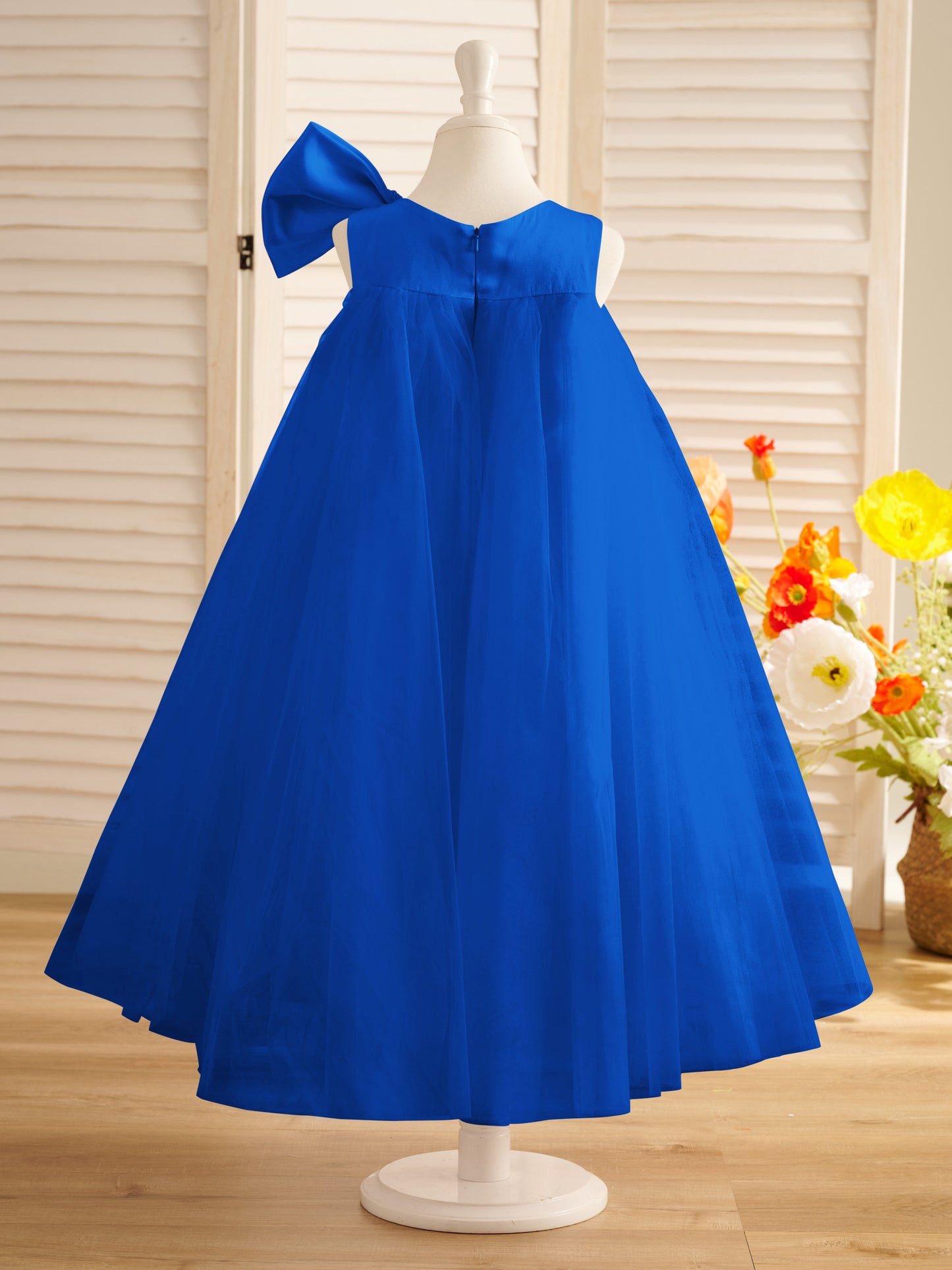 A-line Big Bow Tulle Tea-length Toddler Flower Girl Dress