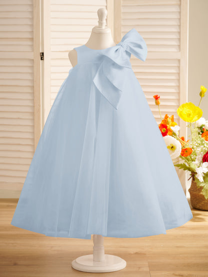 A-line Big Bow Tulle Tea-length Toddler Flower Girl Dress